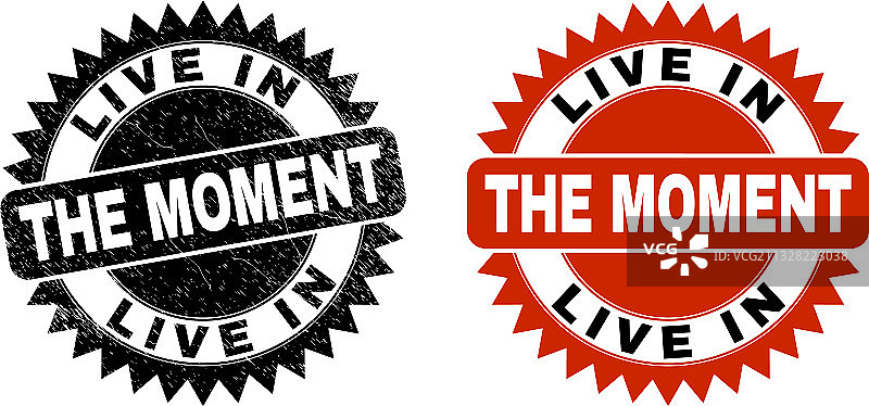 活在当下黑色花型印章图片素材