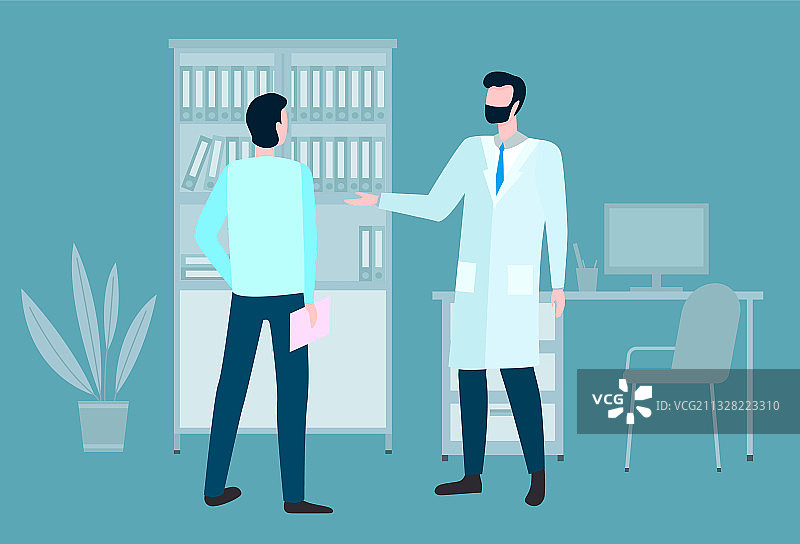 男人在与医生的咨询中进行沟通图片素材