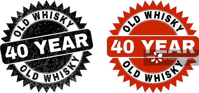 带有40年黑色花结水印的旧威士忌图片素材