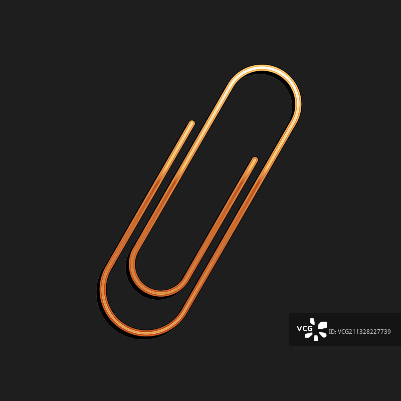 黑色背景上的金色回形针图标图片素材