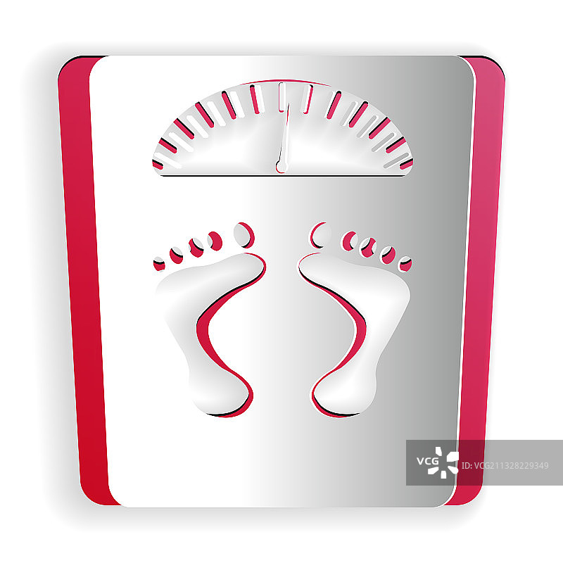 带有脚印的浴室秤剪纸风格图标图片素材