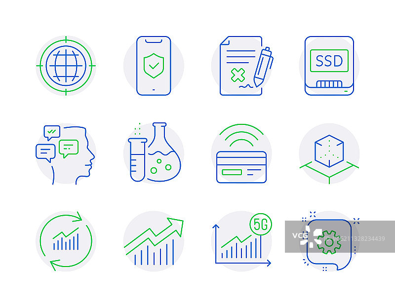 包含电话图标的科技图标集图片素材