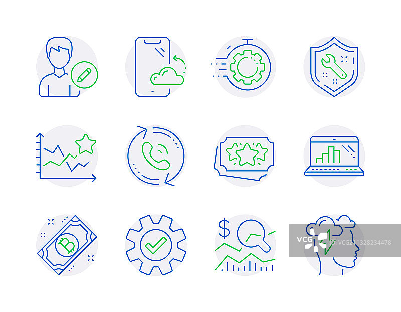 包含检查图标的科技图标集图片素材