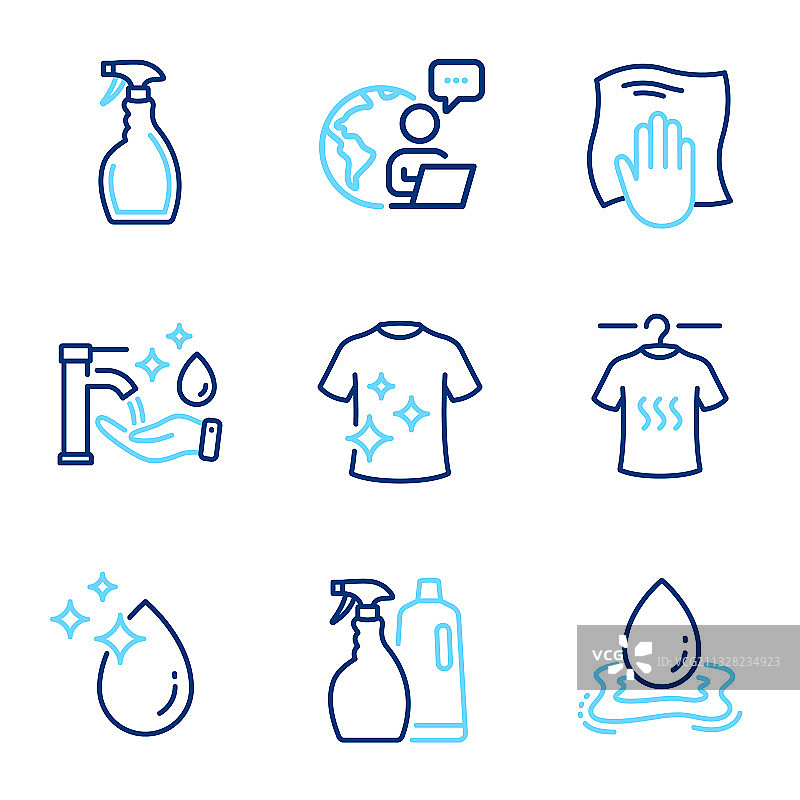 包含洗手的清洁图标集图片素材