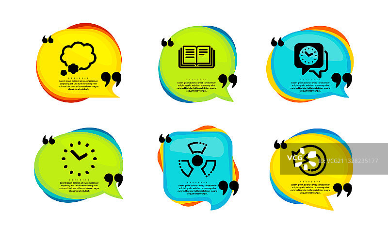 教育对话气泡和时间图标集图片素材