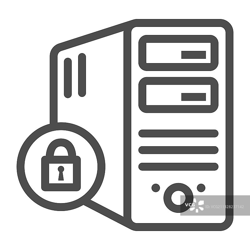 电脑和锁线条图标黑色簿记图片素材