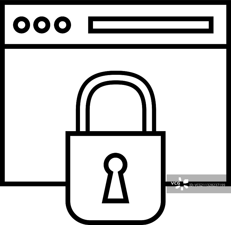 带挂锁线型图标的网页模板图片素材