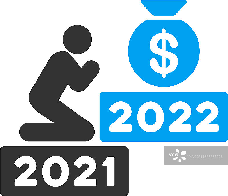 祈祷发财2022扁平图标图片素材