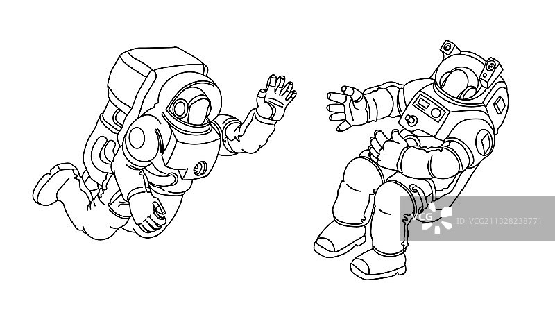 身穿宇航服的宇航员在失重状态下漂浮图片素材