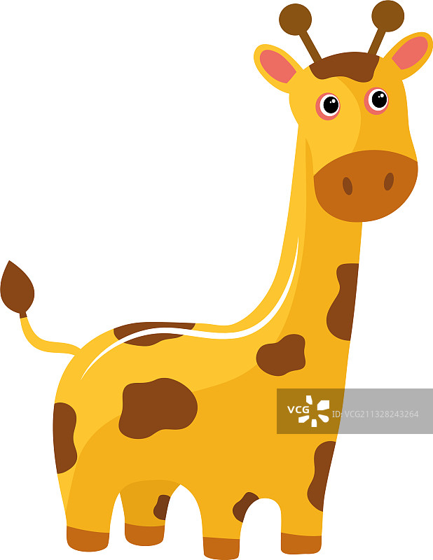 可爱小长颈鹿的日系萌卡通形象图片素材