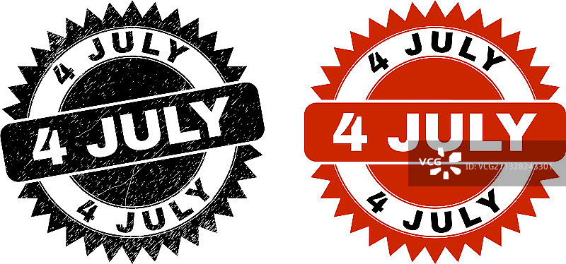 带有粗糙风格的7月4日黑色花结水印图片素材