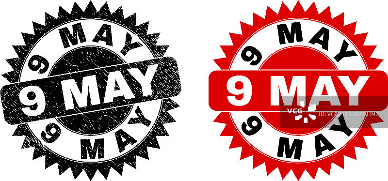 带有粗糙表面的5月9日黑色花结水印图片素材