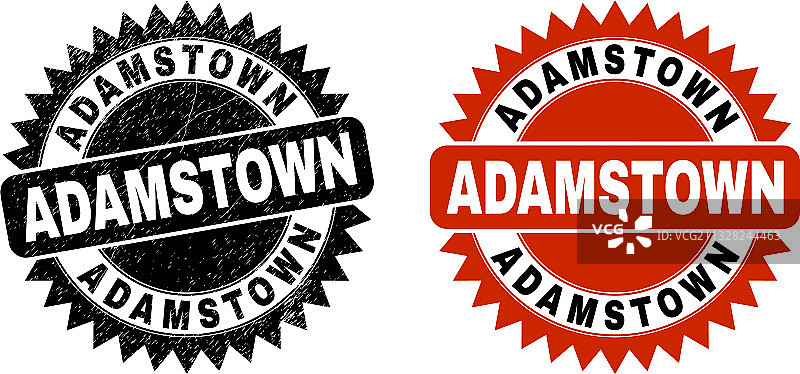 带有划痕的亚当斯敦黑色 rosette 印章图片素材