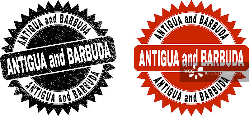 安提瓜和巴布达黑色花结印章图片素材