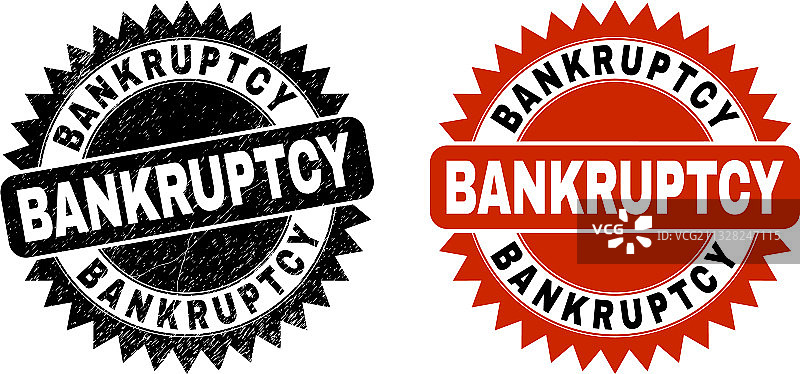 带划痕的破产黑色花结印章图片素材