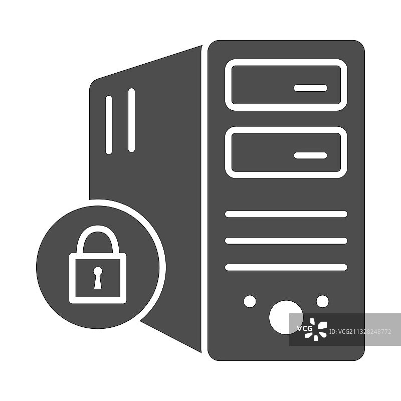 电脑和锁的实体黑色簿记图标图片素材