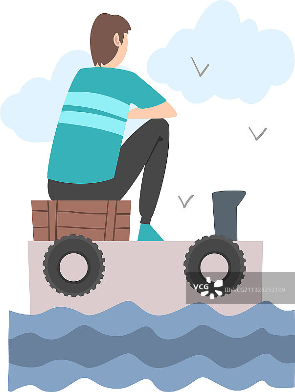 男人坐着看向前方图片素材