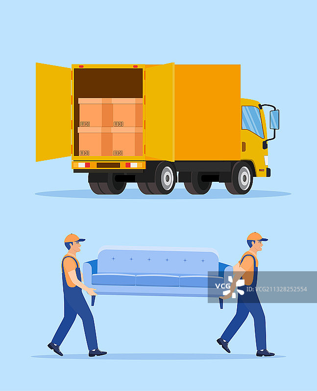 搬运工人运送沙发图片素材