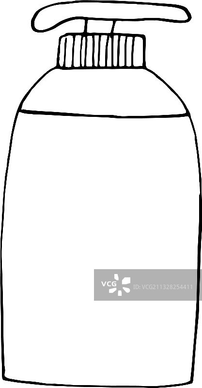 瓶装液体肥皂图标贴纸手绘草图图片素材