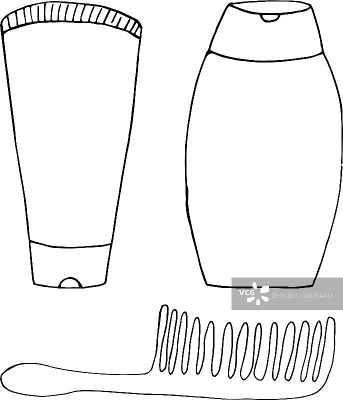 洗发水护发素梳子套装图标贴纸图片素材