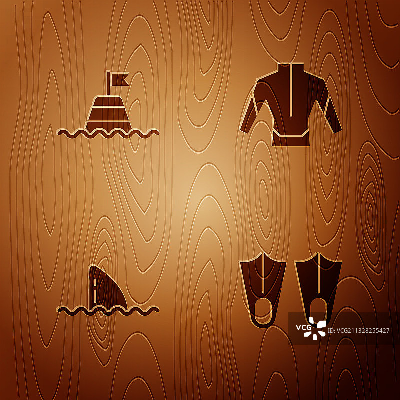 海上的橡胶脚蹼和漂浮浮标图片素材