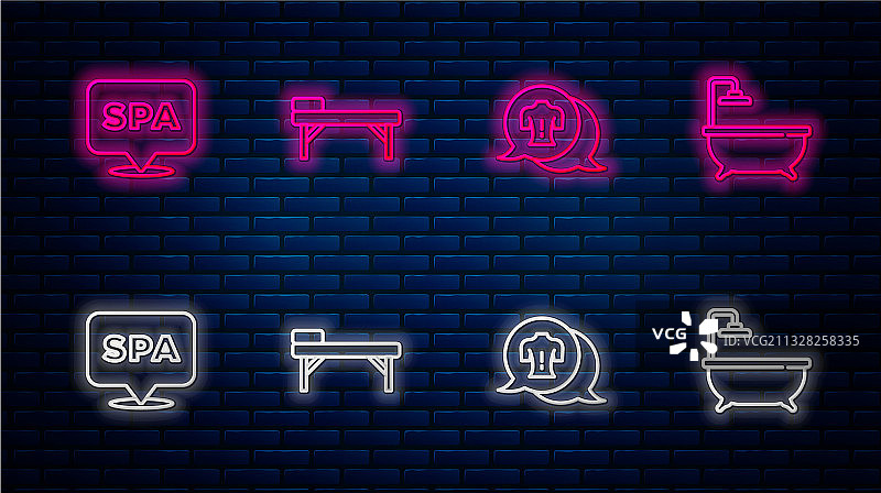 按摩台水疗沙龙和浴缸线条设计图片素材