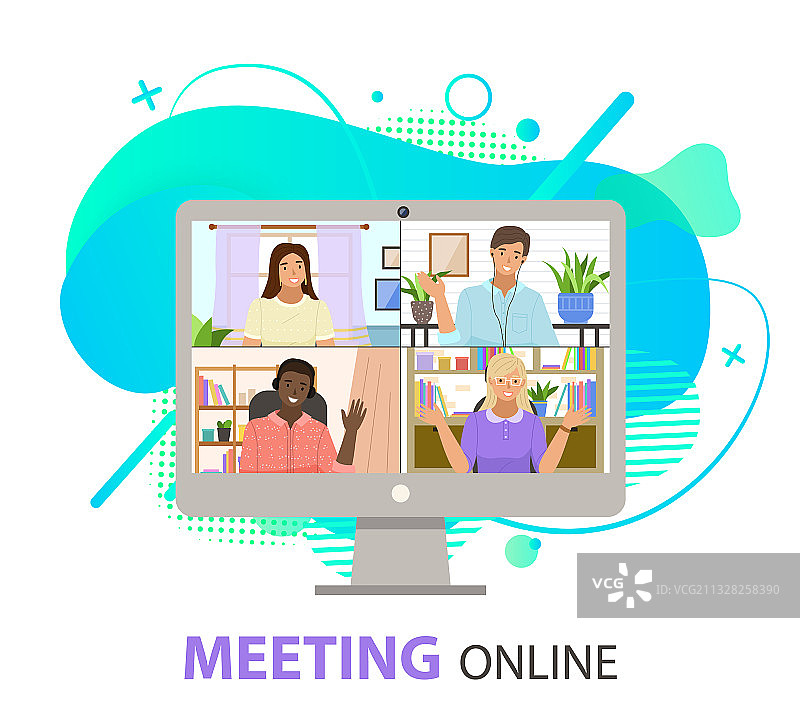 在线会议桌面电脑图片素材