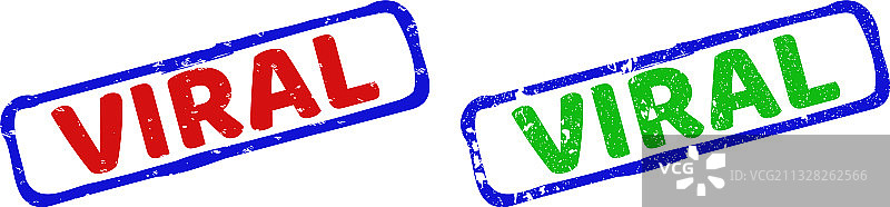 带有病毒的双色粗糙矩形邮票印章图片素材