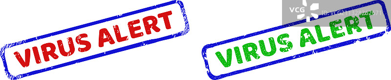 病毒警报双色粗糙矩形印章图片素材