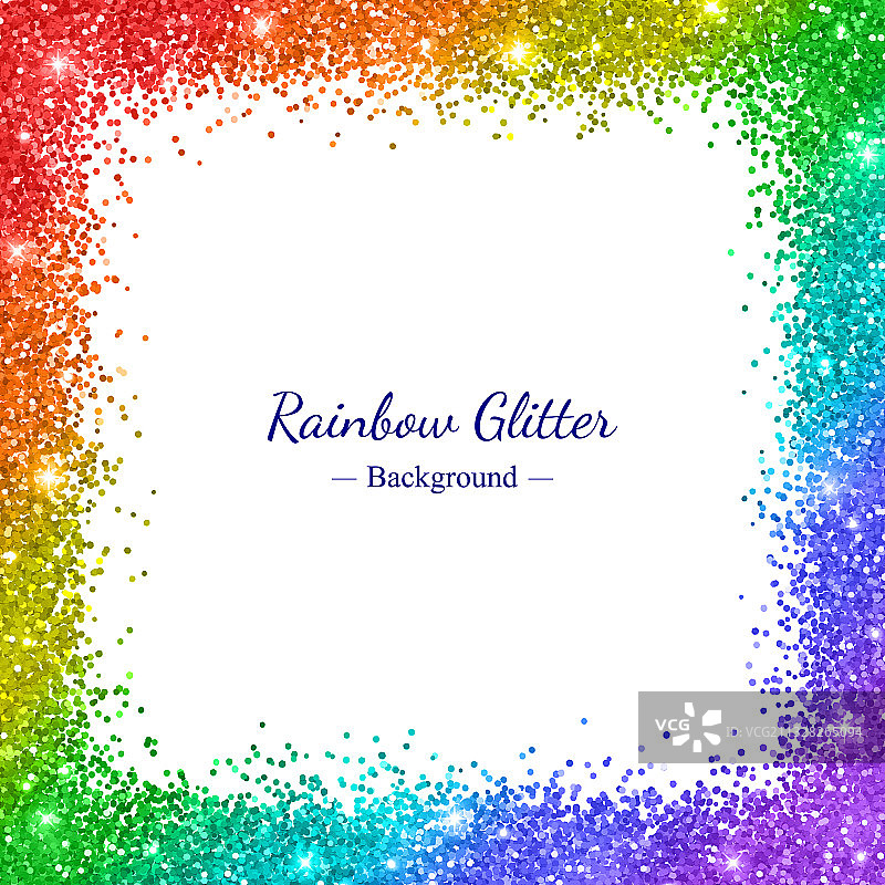 白色背景上的彩虹闪光边框图片素材