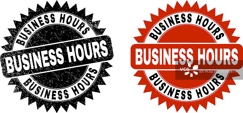 营业时间黑色花结印章图片素材