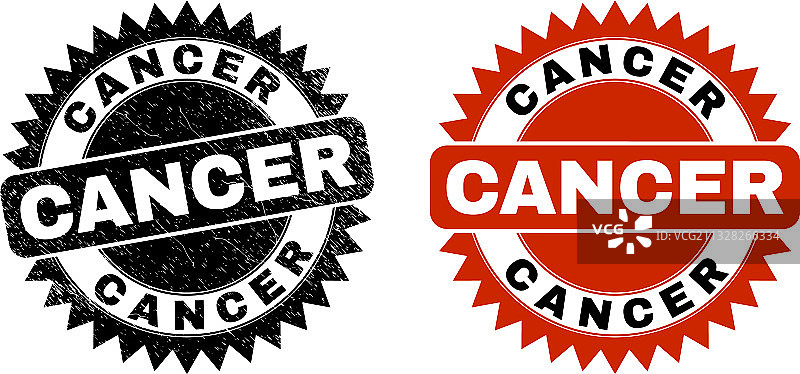 带有损坏样式的黑色癌症花结邮票图片素材