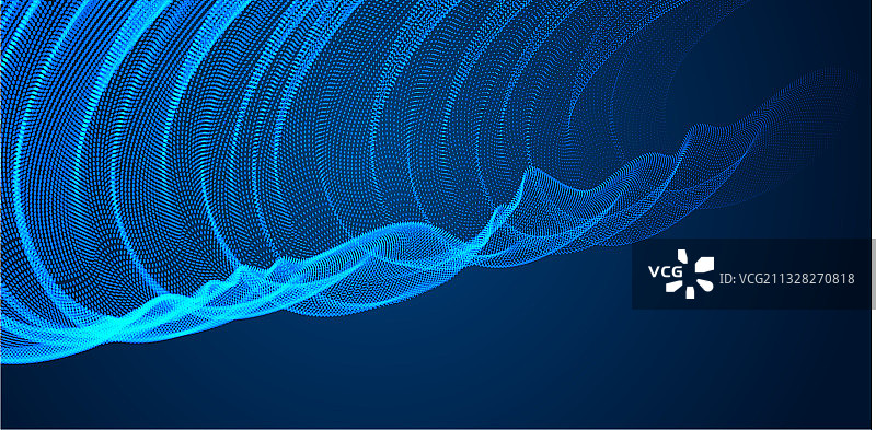 深色抽象背景上的波浪流动粒子图片素材