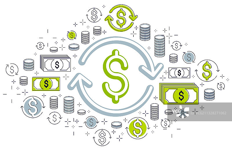 美元符号与循环箭头货币兑换图片素材