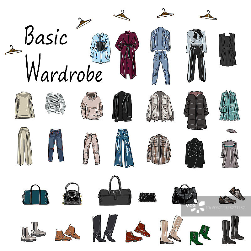 基本款衣橱服装模特组合图片素材