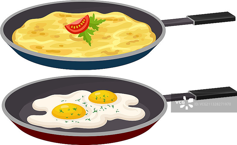 美味的煎蛋卷和炒鸡蛋图片素材