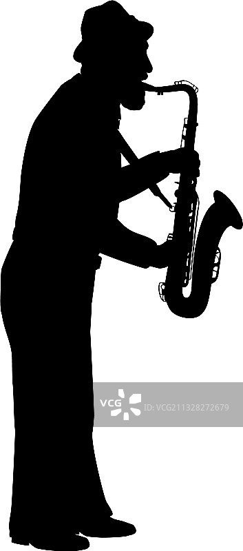 演奏萨克斯管的老年男人轮廓图片素材