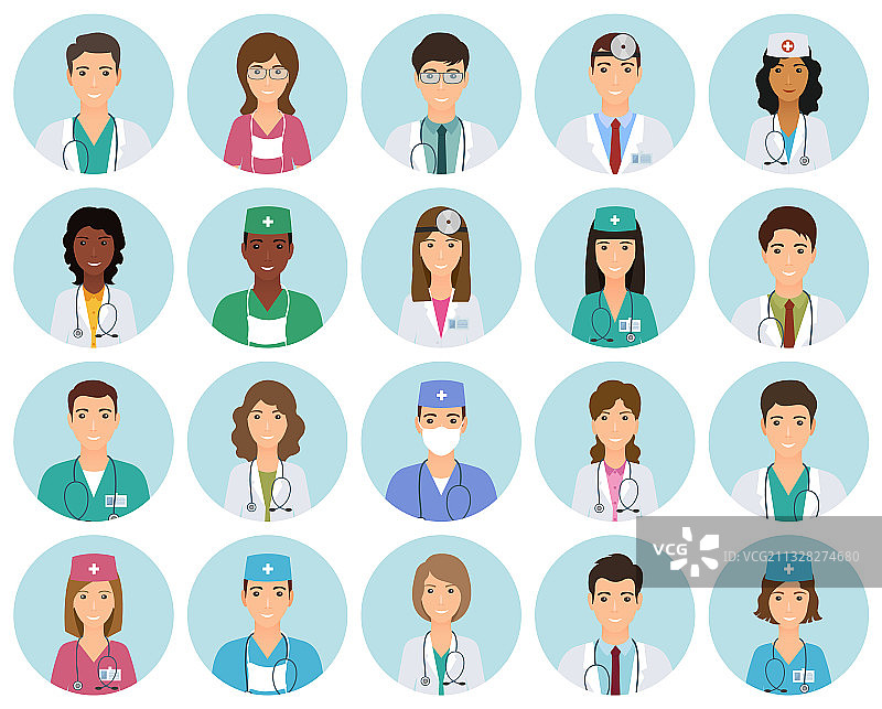 穿制服的医生和护士头像图片素材