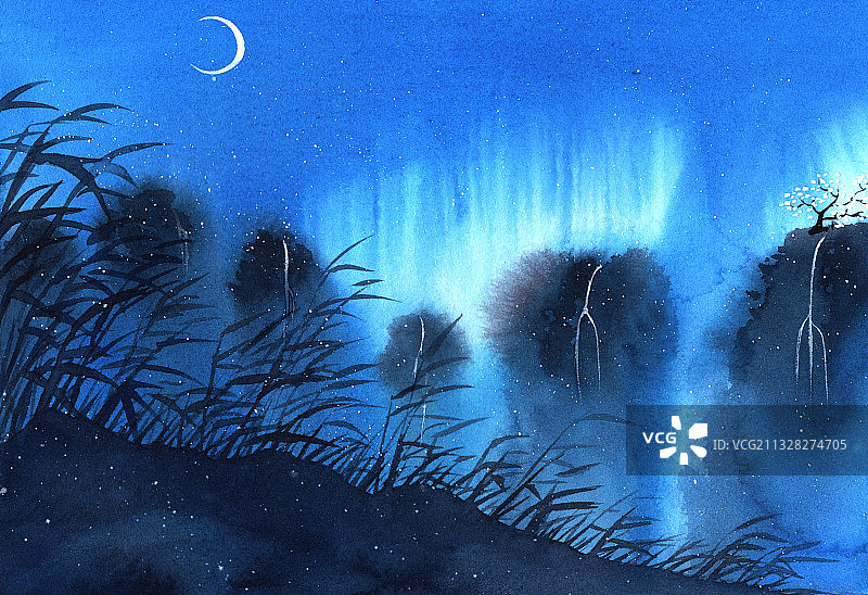 古风月夜图片素材