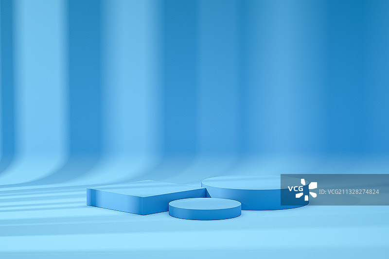 蓝色产品展台三维场景图片素材