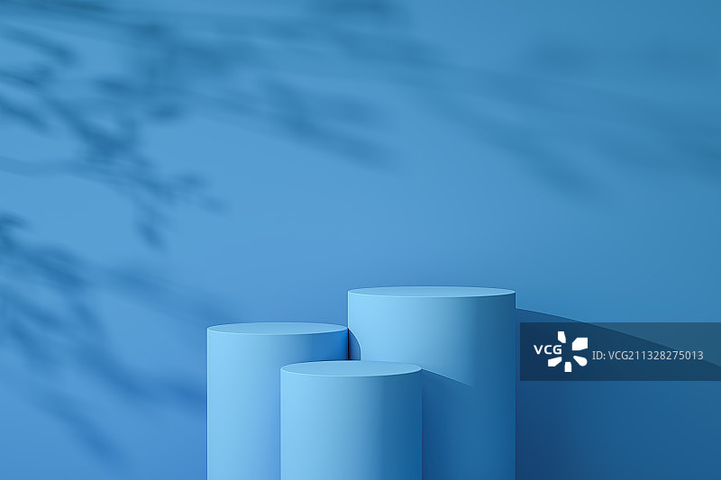 蓝色产品展台三维场景图片素材