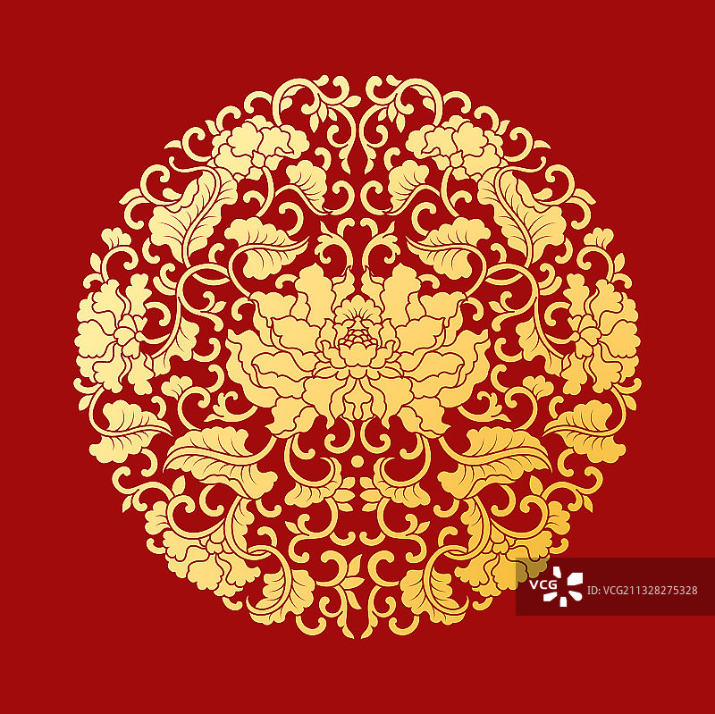 金色传统喜庆圆形花纹图案图片素材