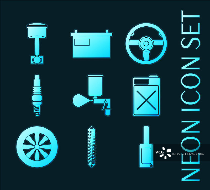 汽车服务发光霓虹灯图标图片素材