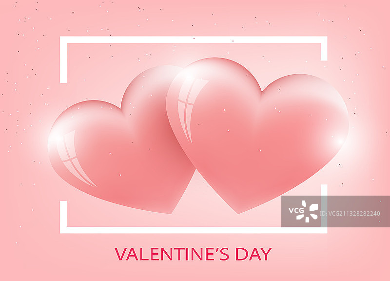 两颗粉色爱心情人节贺卡图片素材