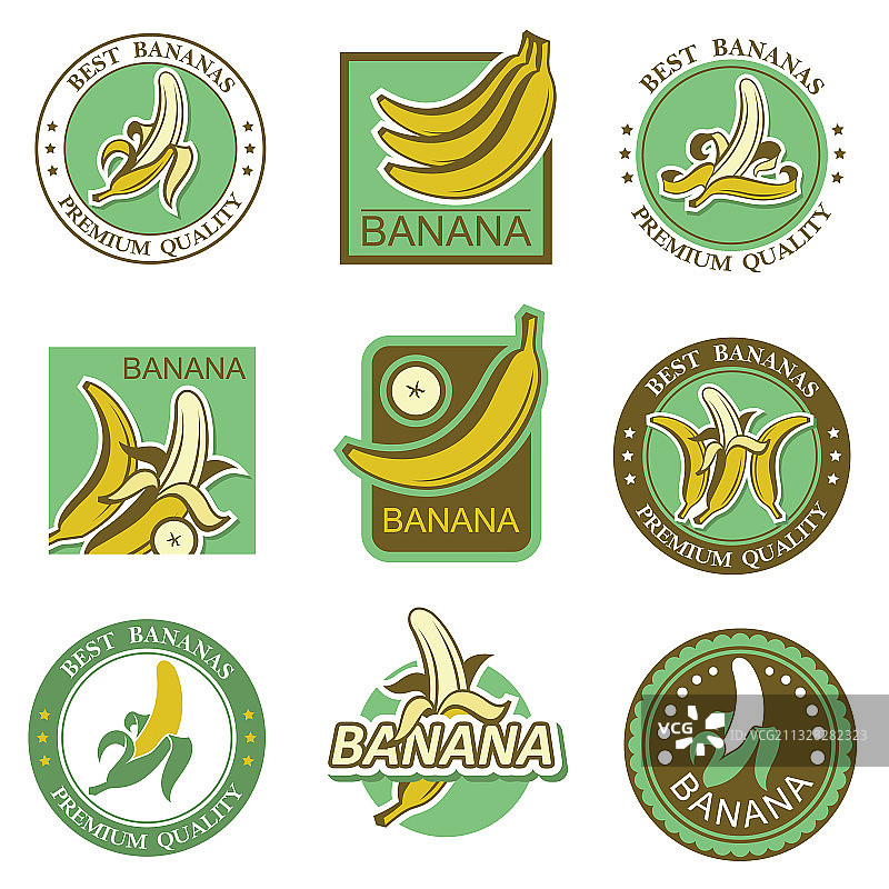 香蕉水果标签集图片素材
