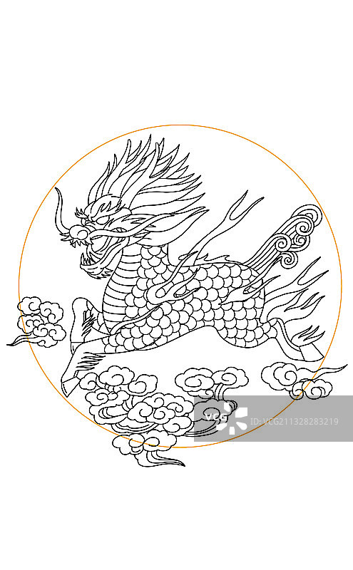 中国传统图案麒麟黑白图案插画图片素材