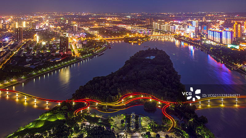 金华燕尾州公园夜景图片素材