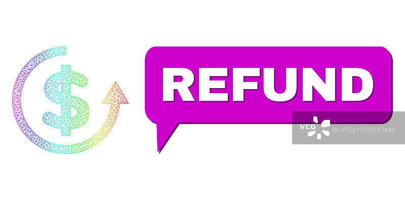 彩色网格渐变退款图标和退款聊天气泡图片素材