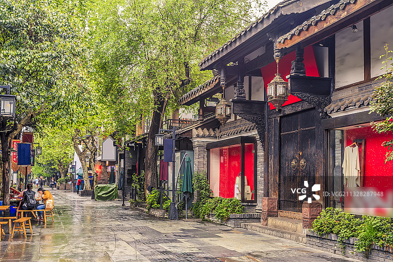 四川老成都宽窄巷子街道街景图片素材