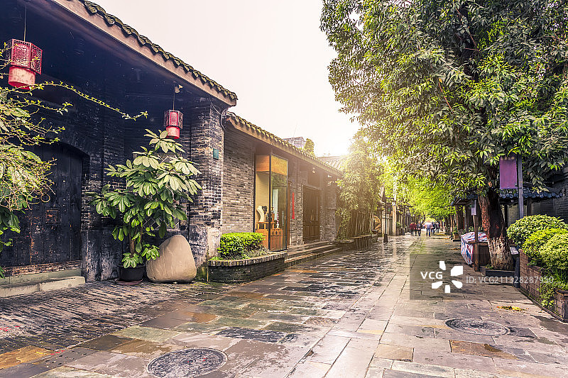 四川老成都宽窄巷子街道街景图片素材
